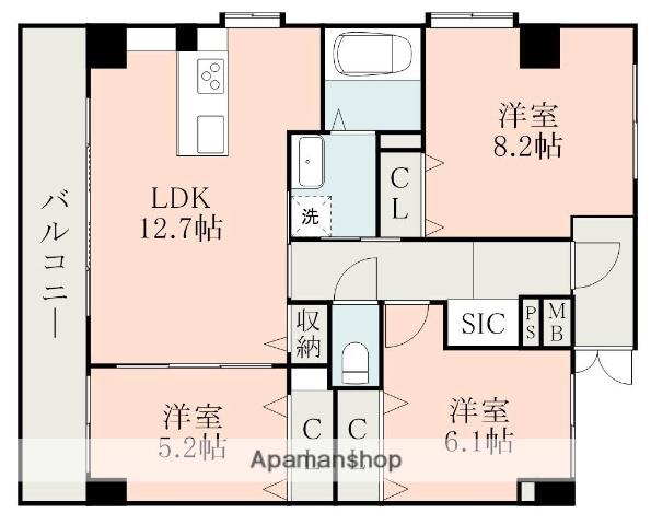 フォーエス武蔵ヶ丘北サウス(3LDK/5階)の間取り写真