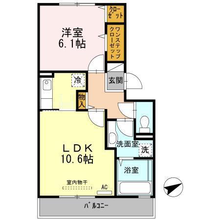 ニュル・ナイン(1LDK/2階)の間取り写真