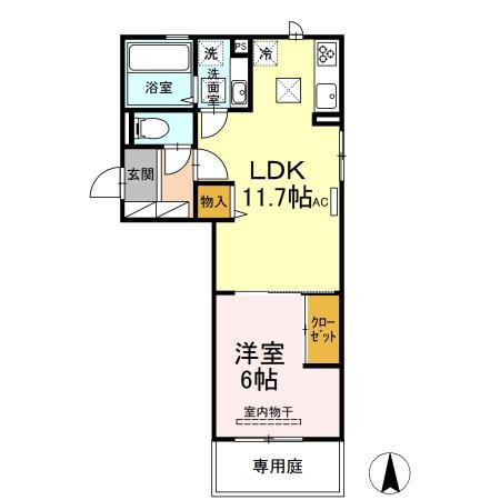 グランフォレMⅡ(1LDK/1階)の間取り写真