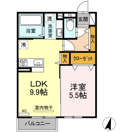 エスペランサ・RN(1LDK/2階)の間取り写真
