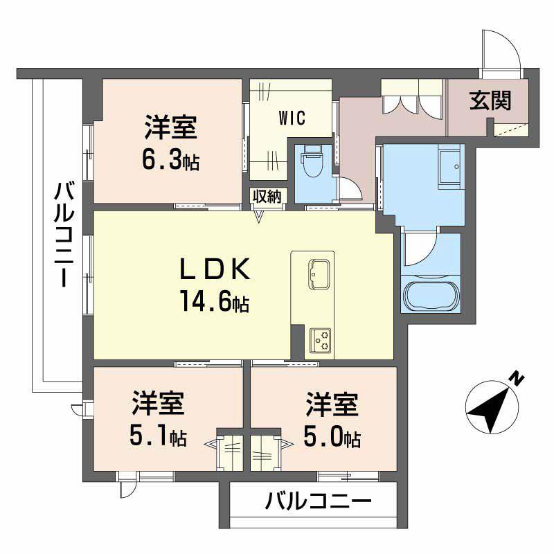ベンガレンシス(3LDK/3階)の間取り写真