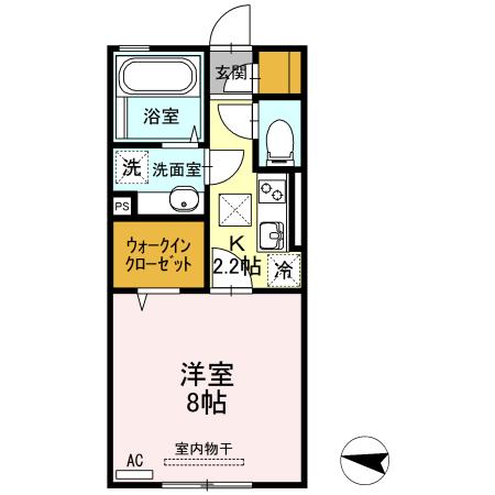 アザック花園(1K/1階)の間取り写真