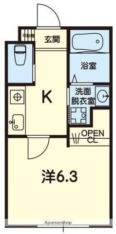 ソルーナ熊本駅東(1K/1階)の間取り写真