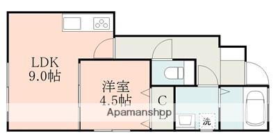 KⅡ A棟(1LDK/2階)の間取り写真