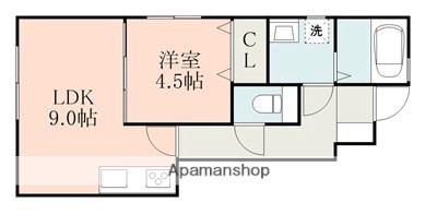 KⅡ A棟(1LDK/1階)の間取り写真