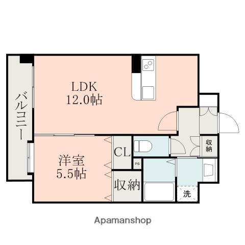 グランブルー五福(1LDK/7階)の間取り写真
