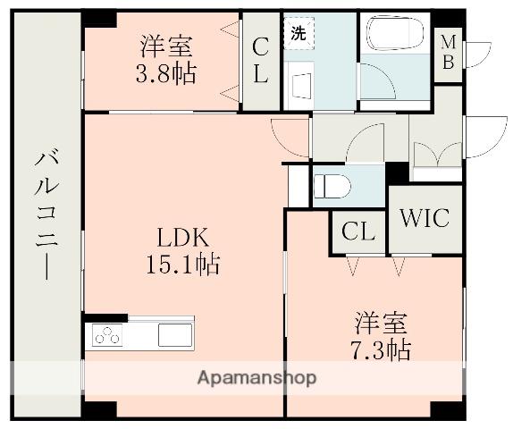 モアナ嘉島(2LDK/2階)の間取り写真