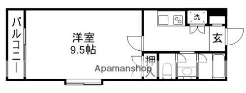 パレス河原町(1K/2階)の間取り写真