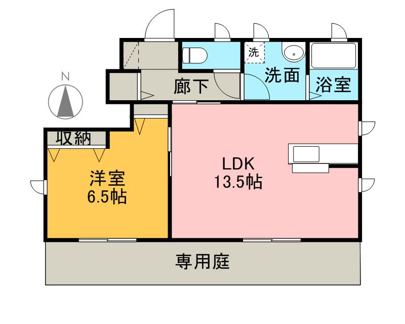 プレミールA棟(1LDK/1階)の間取り写真