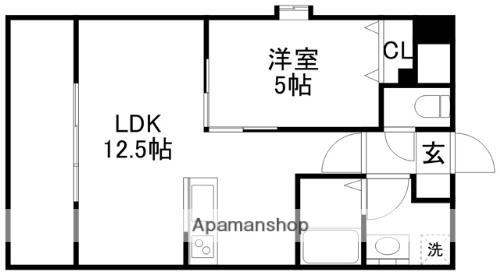 ラムール祇園(1LDK/3階)の間取り写真