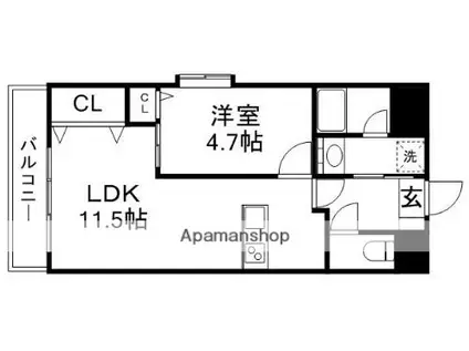 ガーデンスクエア桜町(1LDK/4階)の間取り写真