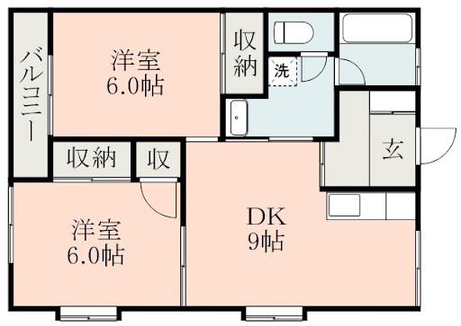城山ハイツ(2DK/1階)の間取り写真