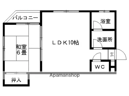 城南マンション(1LDK/4階)の間取り写真