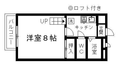 サンシャインハイツ(1K/2階)の間取り写真