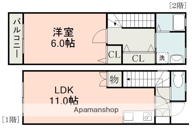 ヨーロピアンシャレー黒髪(1LDK/1階)の間取り写真