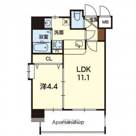 ヒーローマンション九品寺(1LDK/6階)の間取り写真