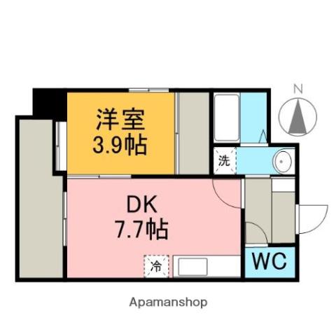 アーバンコート本荘(1DK/4階)の間取り写真