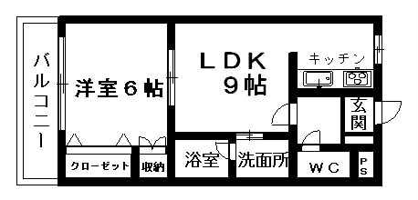 カーサアマンテ(1LDK/3階)の間取り写真