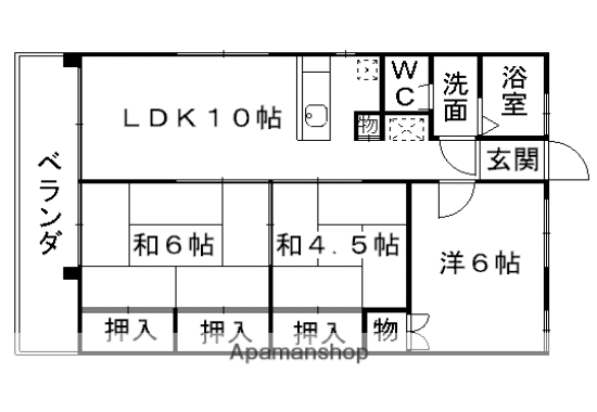 東鋼ハイツ(3LDK/2階)の間取り写真