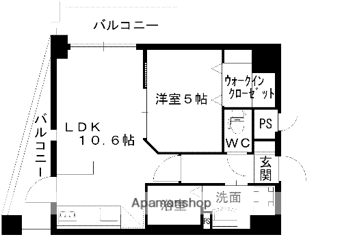 レジディア熊本辛島(1LDK/12階)の間取り写真