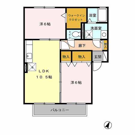 リヴェール石原(2LDK/1階)の間取り写真