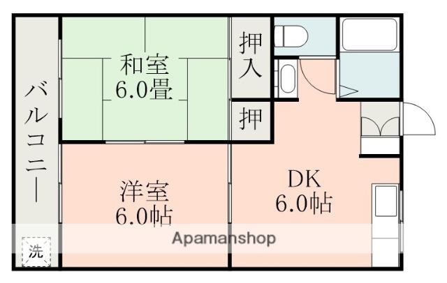 ルミエール一吉Ⅱ(2DK/3階)の間取り写真