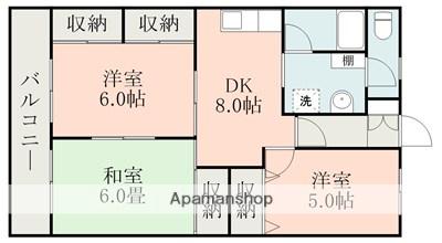 WING COURT B(3DK/4階)の間取り写真