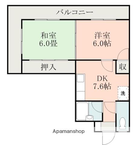 クレシア大窪(2DK/4階)の間取り写真