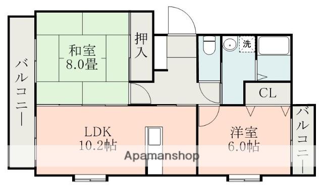 ノースウイング(2LDK/2階)の間取り写真