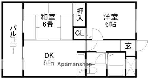 ライオンズマンション藤崎宮前(2DK/2階)の間取り写真