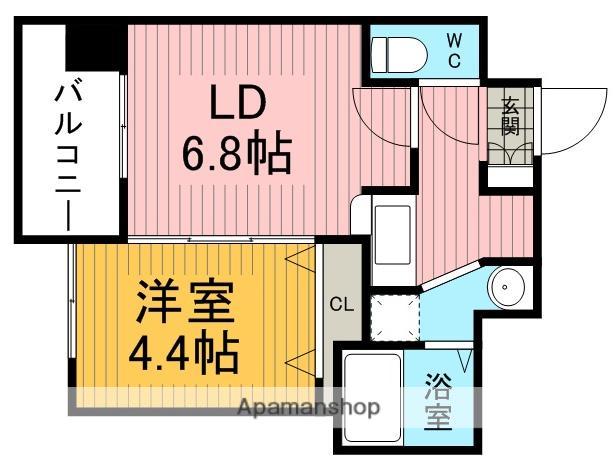 S-FORT保田窪(1LDK/4階)の間取り写真