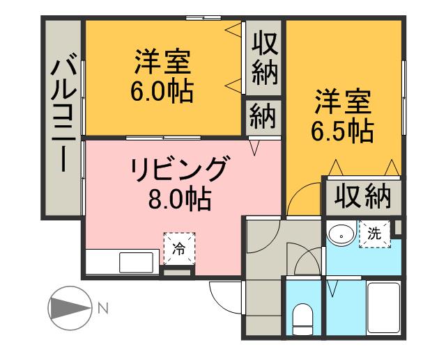 メゾンプレミールA棟(2DK/2階)の間取り写真