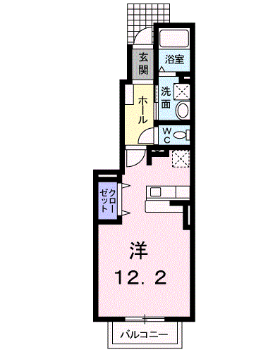 クラール(ワンルーム/1階)の間取り写真