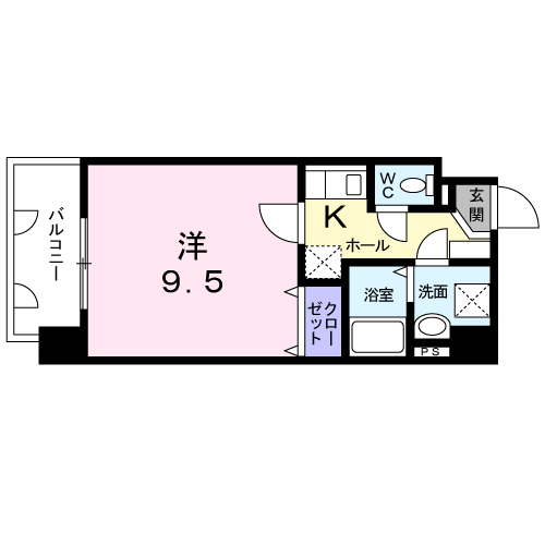 キャッスルメイト 新町(1K/4階)の間取り写真