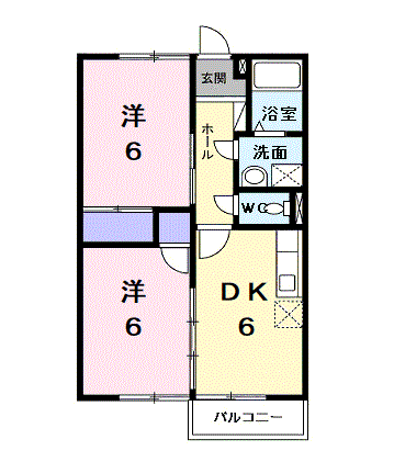 ガーデン青山(2DK/2階)の間取り写真