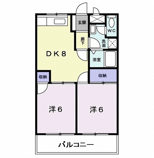 シャルム(2DK/2階)の間取り写真
