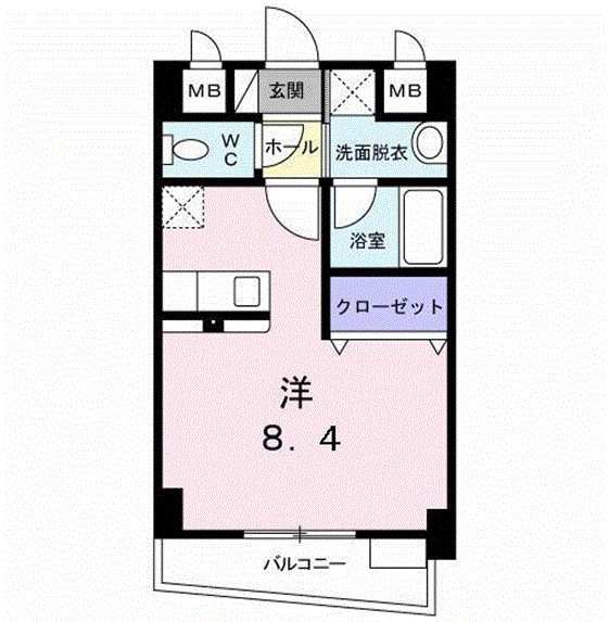 ソレシア・グランデ錦ヶ丘(ワンルーム/1階)の間取り写真