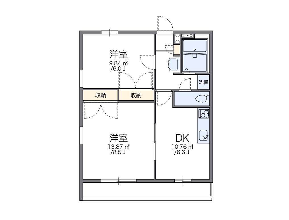 レオパレス池田S・Y(2DK/2階)の間取り写真