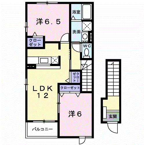 サンフラワーA(2LDK/2階)の間取り写真