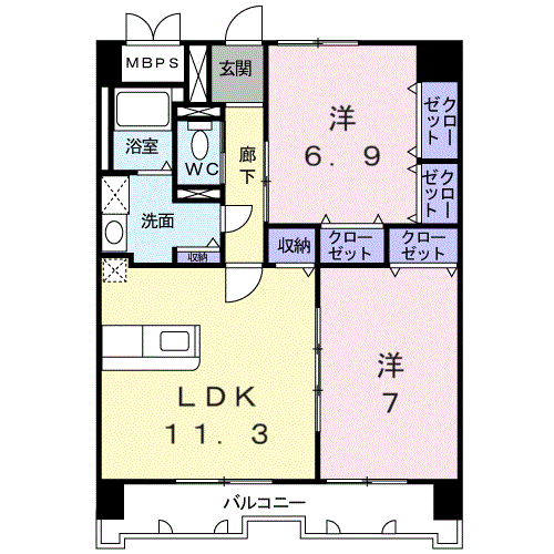 レジデンス小峯(2LDK/5階)の間取り写真