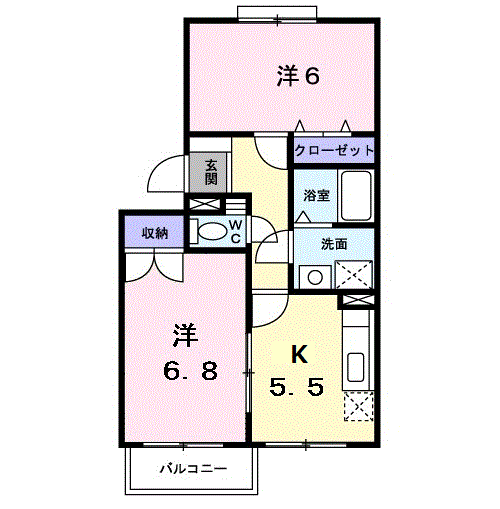 リバ-コートM(2K/2階)の間取り写真