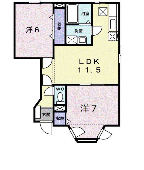 エクセルハイムⅡ(2LDK/1階)の間取り写真