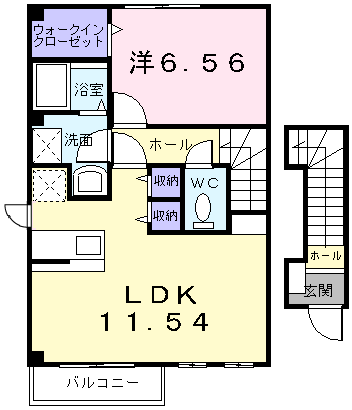 ハッピーライフB(1LDK/2階)の間取り写真