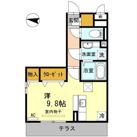 アザックけやき通(ワンルーム/1階)の間取り写真