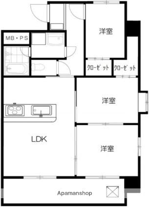 新屋敷ピアッツァビル(3LDK/6階)の間取り写真