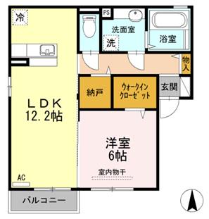 アリーバサル野田Ⅰ(1LDK/2階)の間取り写真