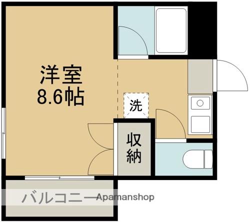 モンパレ渡鹿A棟(ワンルーム/2階)の間取り写真