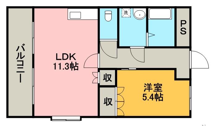 シャルムコート(1LDK/2階)の間取り写真