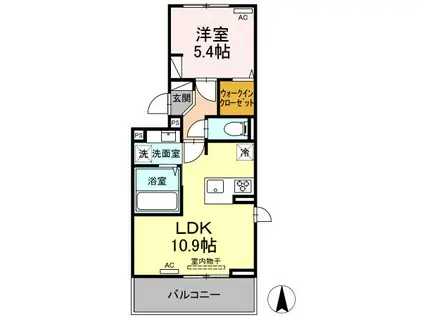 グランツェーレ 熊本(1LDK/2階)の間取り写真