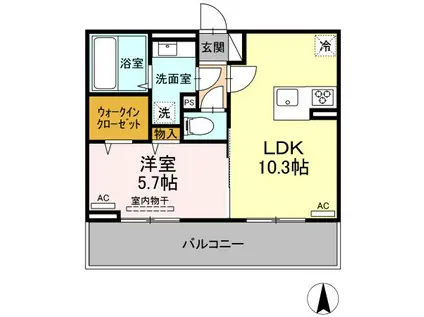 グランツェーレ 熊本(1LDK/3階)の間取り写真